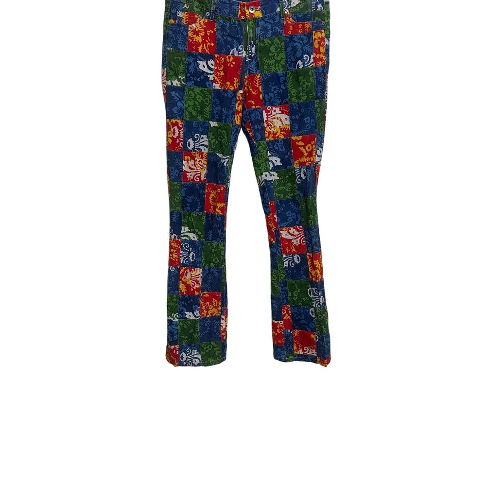 Loudmouth Golf Pants Patchwork Madras Multi Color Cotton Trousers SZ8 - Picture 5 of 8